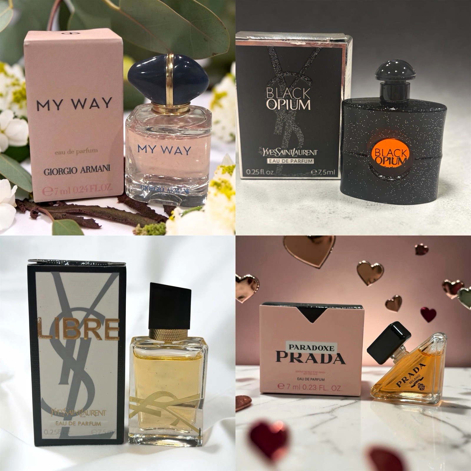 Perfume Miniature Lot 4 EDP: Armani My Way, YSL Black Opium/Libre, Prada