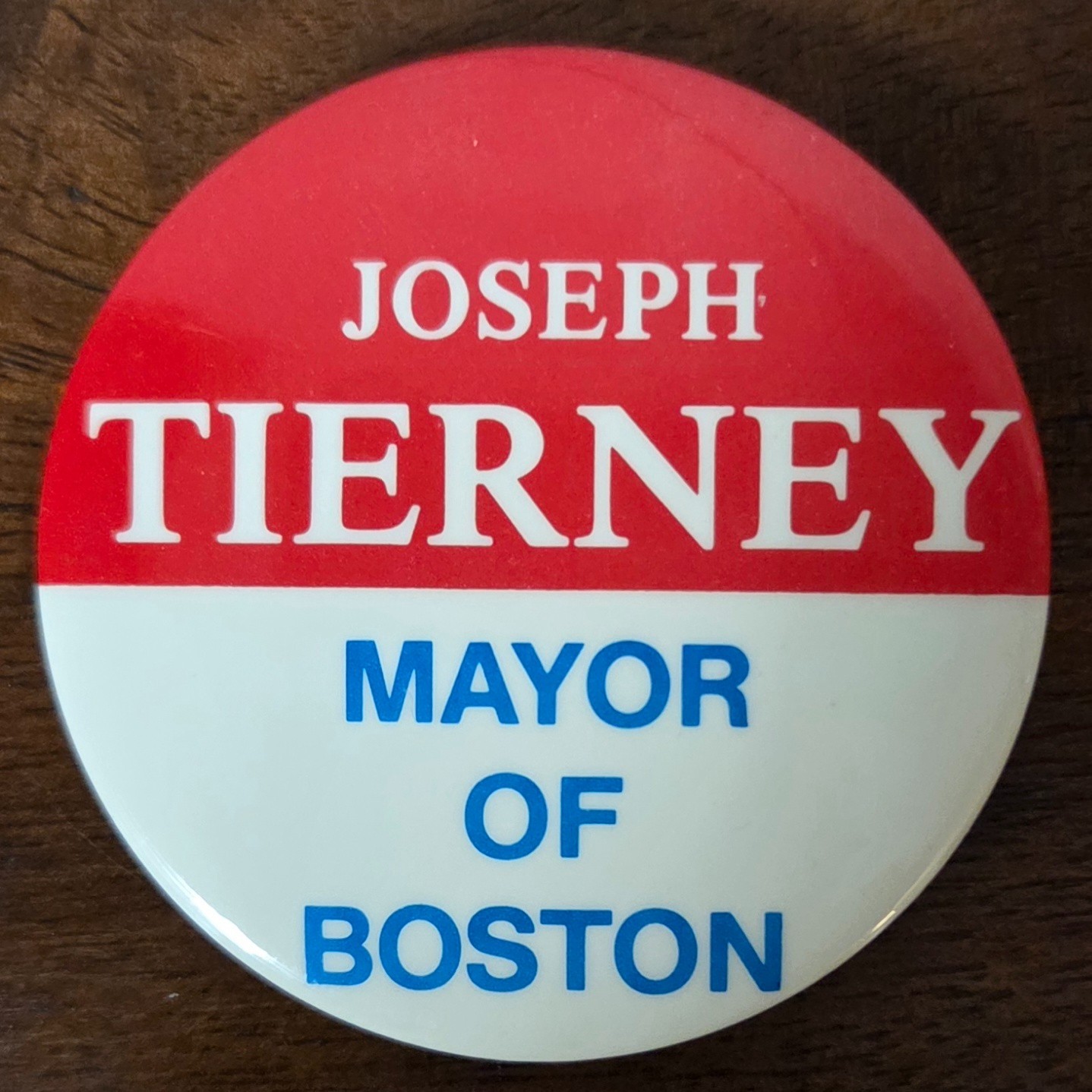Vintage Boston Political Button/Pin; Joseph TIERNEY for MAYOR of BOSTON; 1987