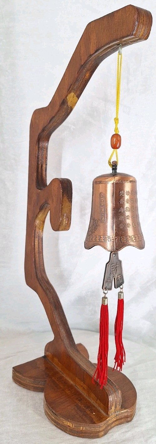 VTG Handcrafted Buddha Feng Shui Ritual Desktop Temple Tasseled Copper Bell 17