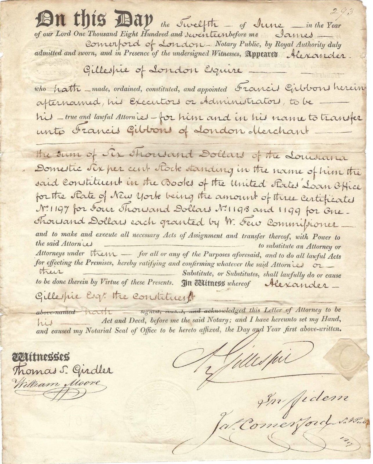 [Thomas Jefferson] Louisiana Purchase Investor Attempts To Transfer Stock