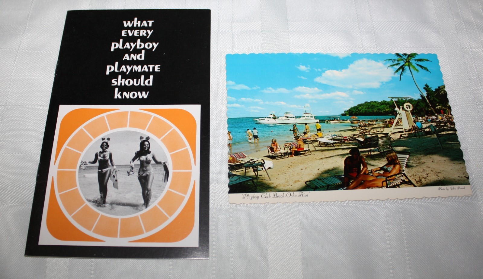 Vintage 1970's Jamaica Playboy Club Beach Postcard/Hotel Brochure Booklet