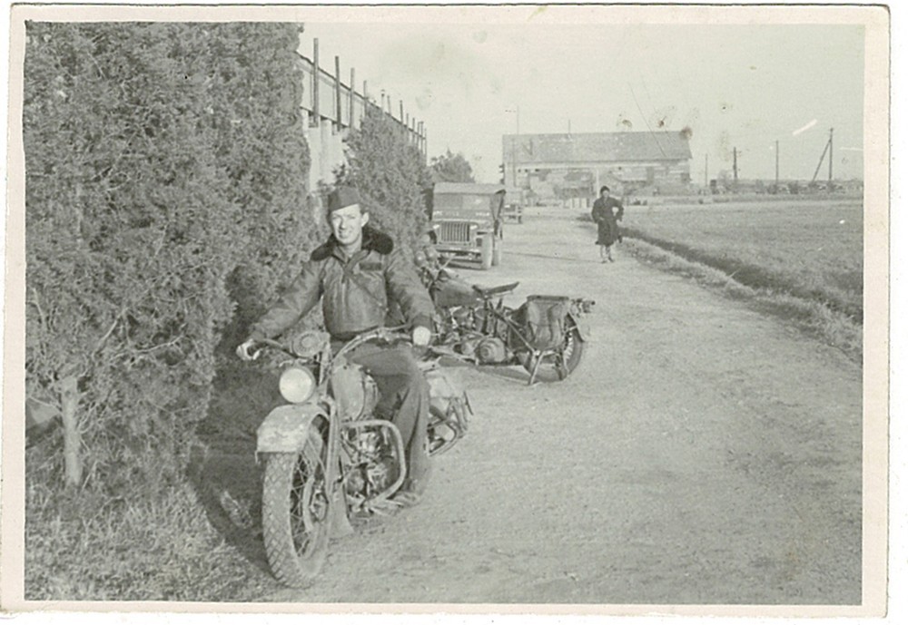 Harley WLA Military Motorcycles,1946 Kiangwan Airbase Shanghai Snapshot