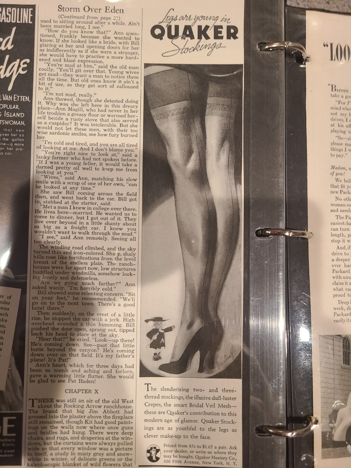 1937 womens Quaker Lace Co thigh high nylons Hosiery stockings legs ad 11 X 2.5\
