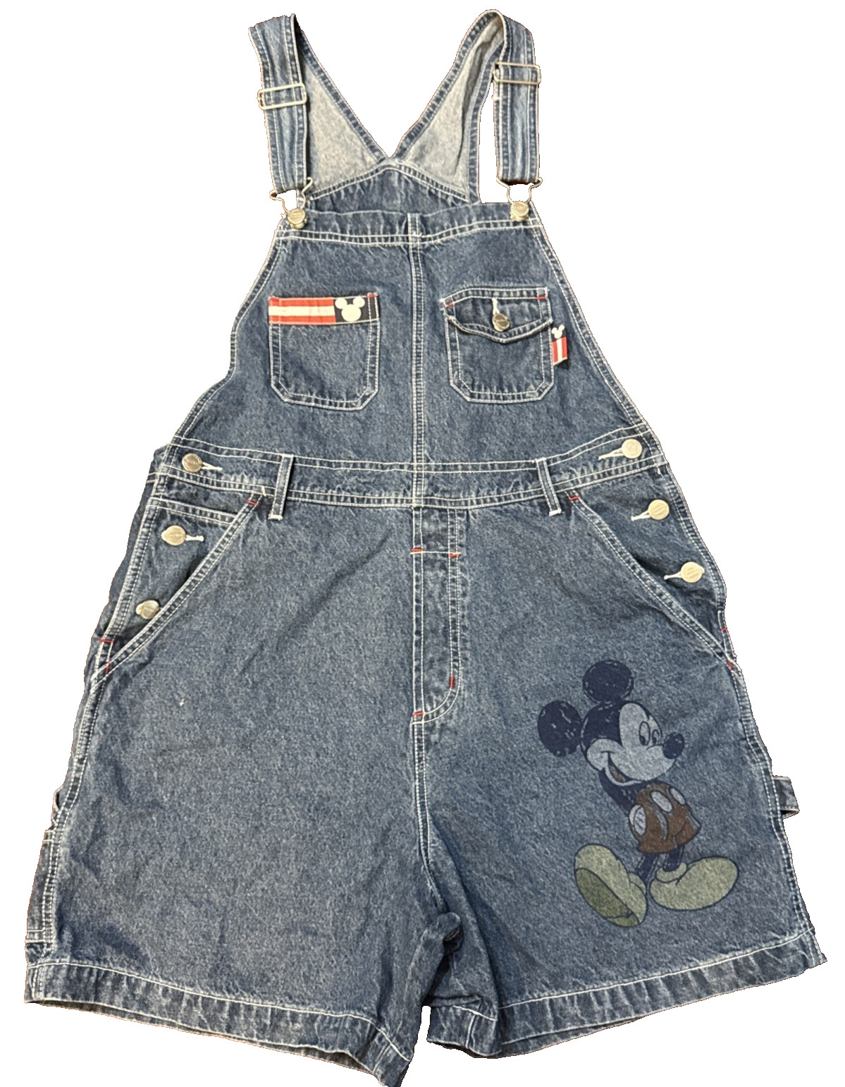 VTG Disney Mickey Mouse Unlimited Short Overalls Women\'s Medium Jerry Leigh Y2K