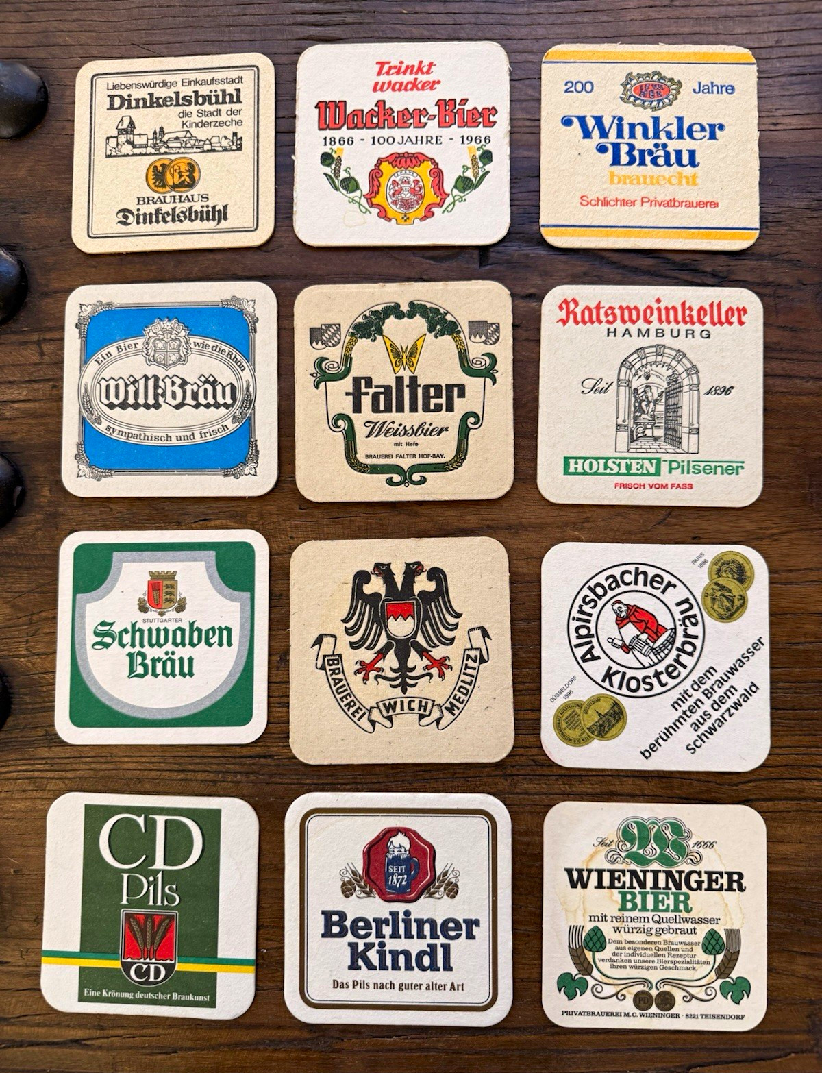 Vintage German Beer Coasters Lot of 12 Bierdeckel Wacker-Bier Berliner Kindl