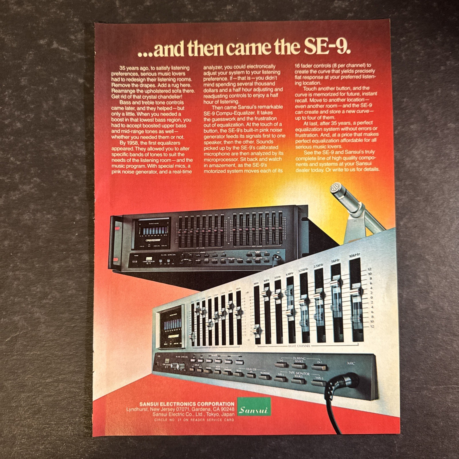 1982 SANSUI SE-9 Print Ad • Original • 1980s  ADV04