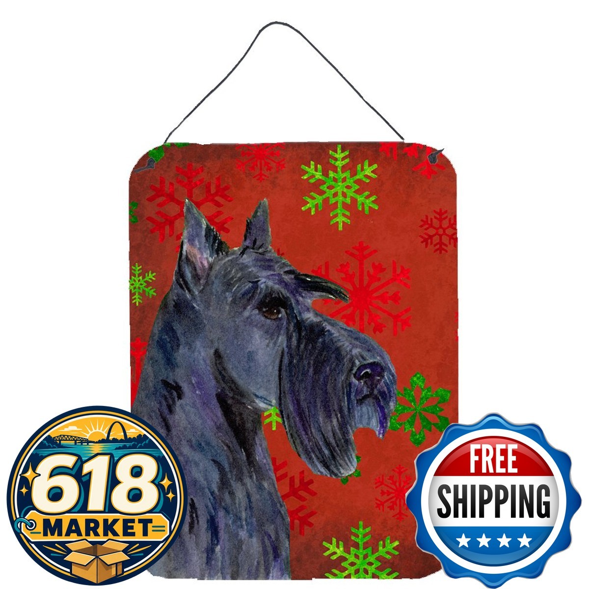 Caroline's Treasures SS4736DS1216 Scottish Terrier Red And Green Snowflakes