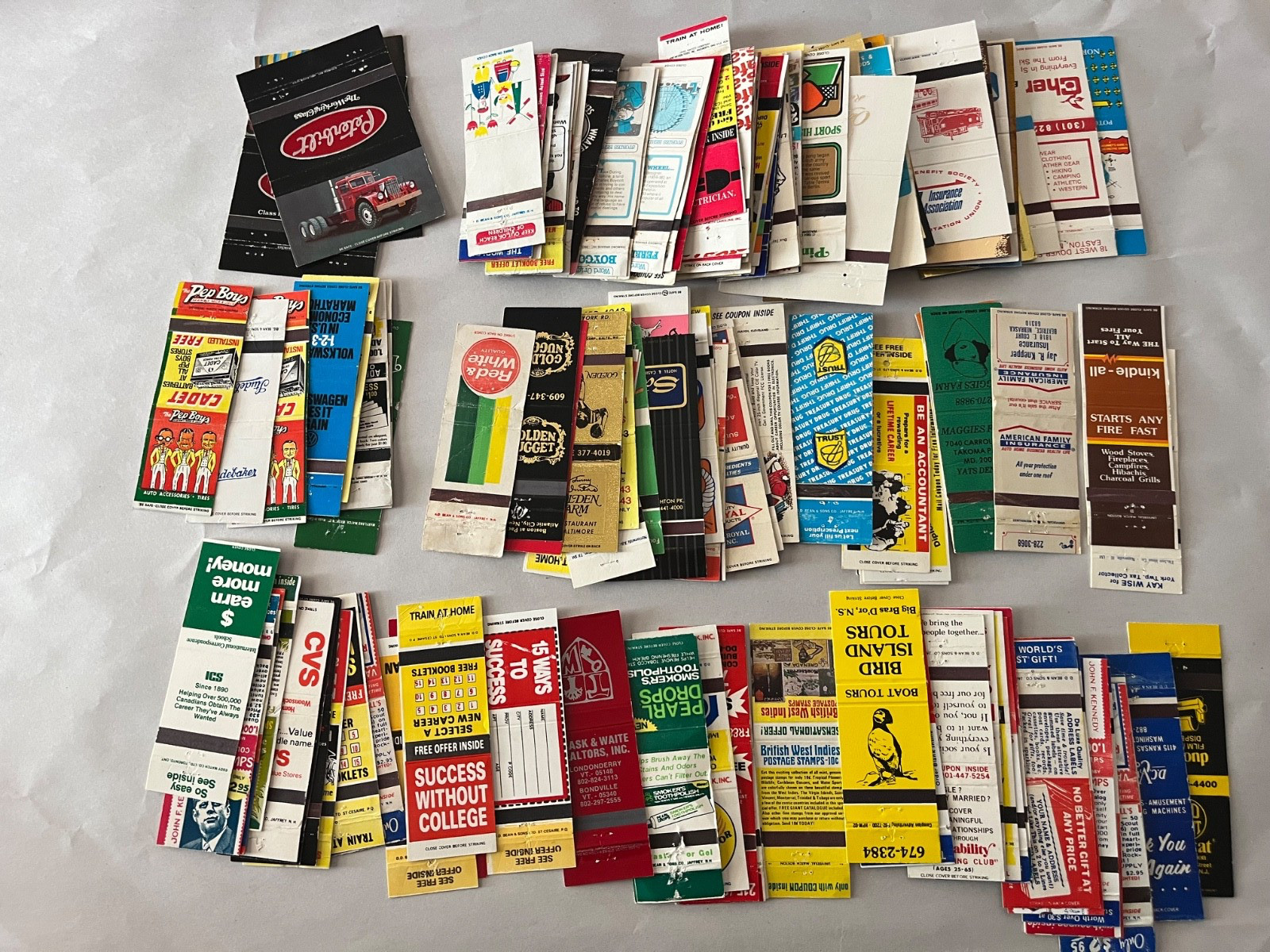 Lot of 140 Vintage Matchbooks Covers Advertising CASINO AUTOMOTIVE PEP BOYS AUTO