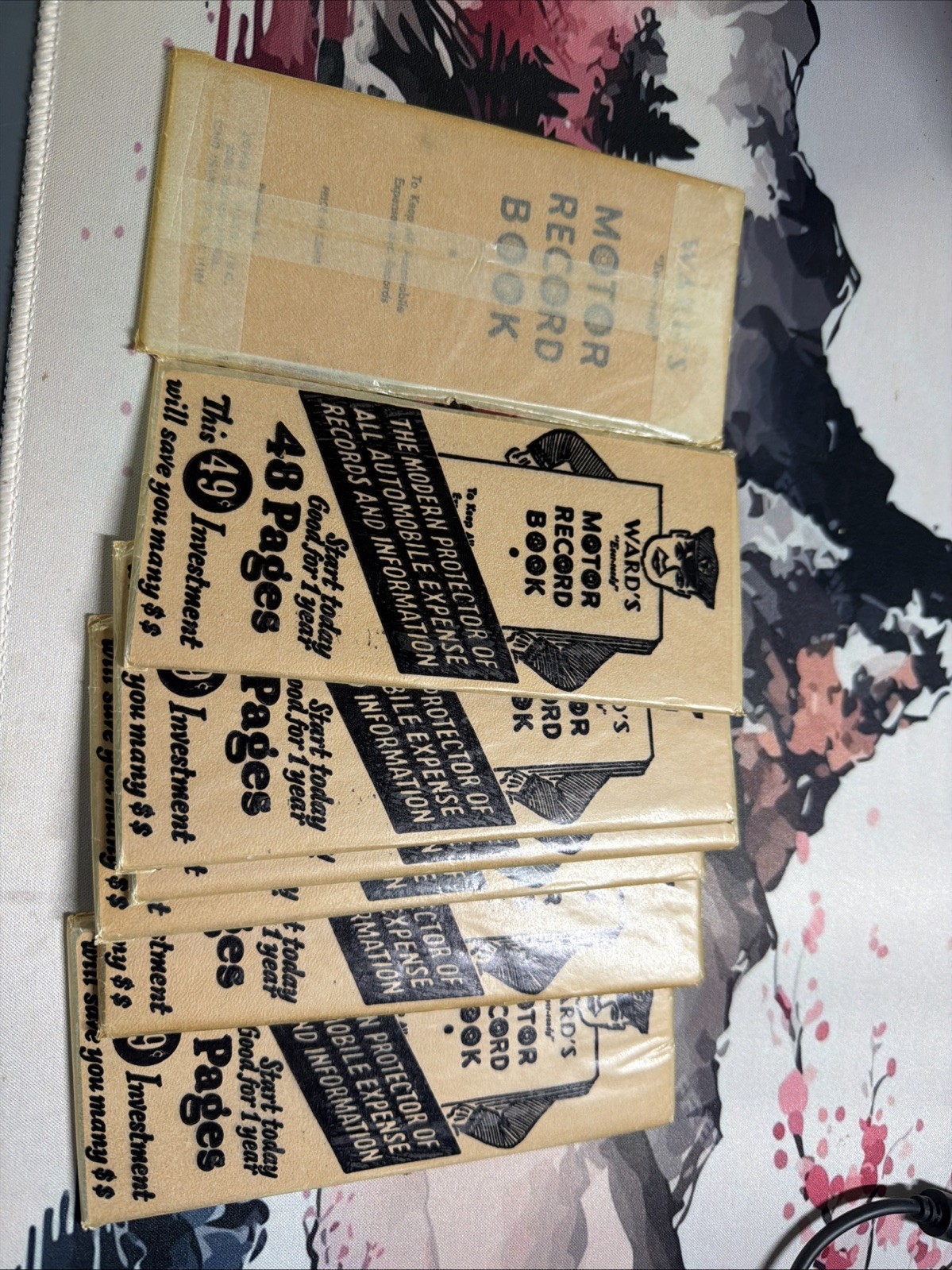 Lot of 7 Vintage Ward’s Motor Record Books – 1940s Auto Expense Log 48 Pages NOS