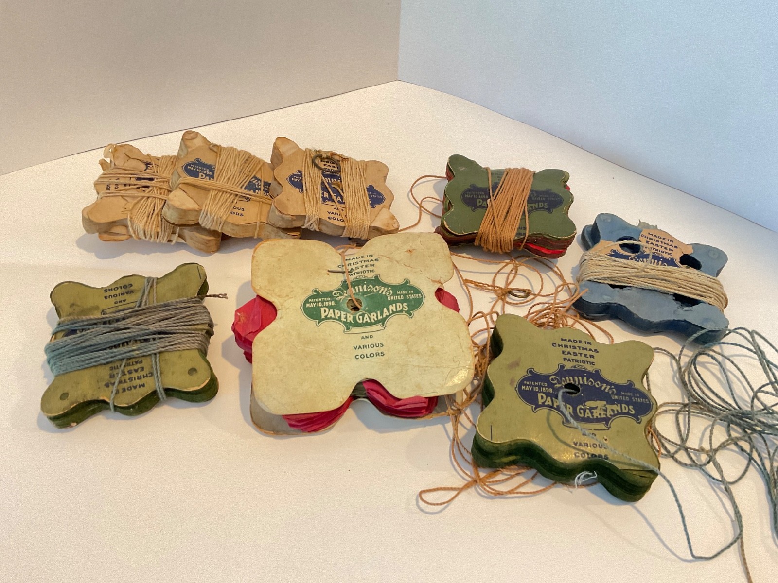 Antique 1920’s  Dennison's Christmas Garland Crepe Paper Ephemera Lot o 8 spools