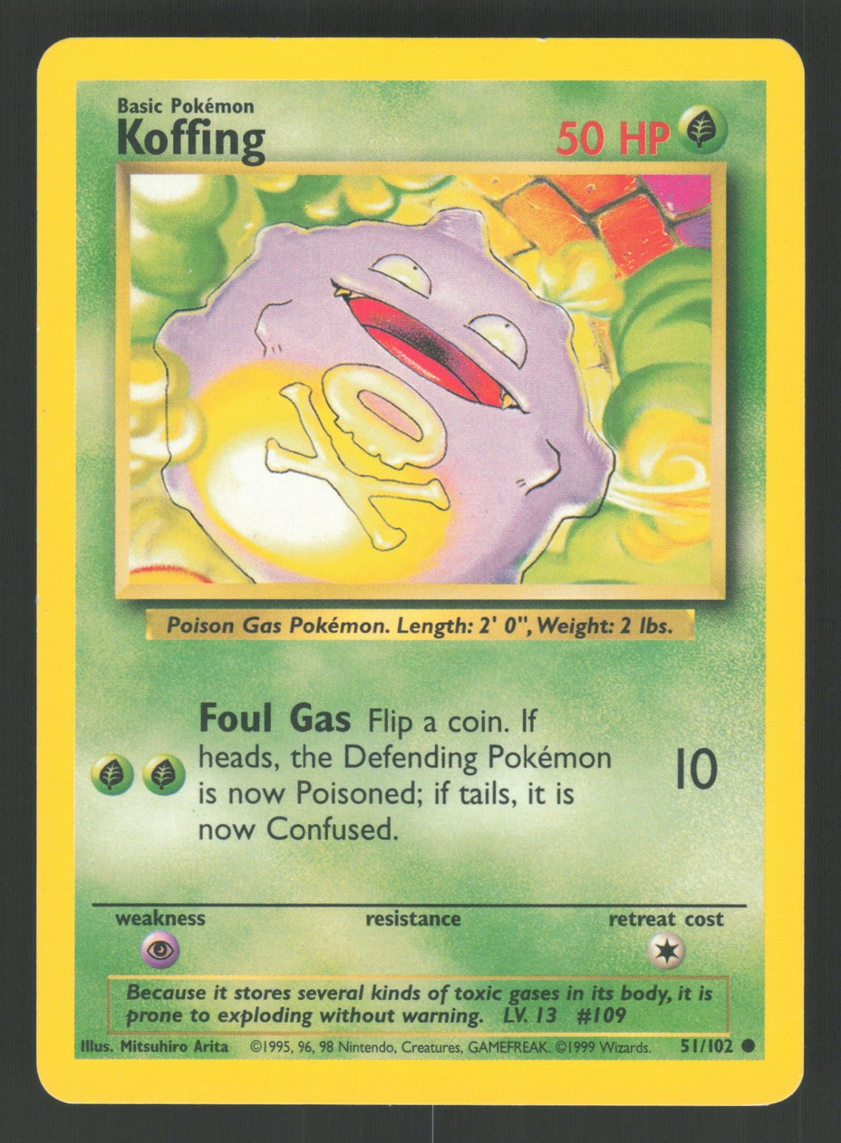 English LP Koffing 051/102 BS Pokemon Base Set