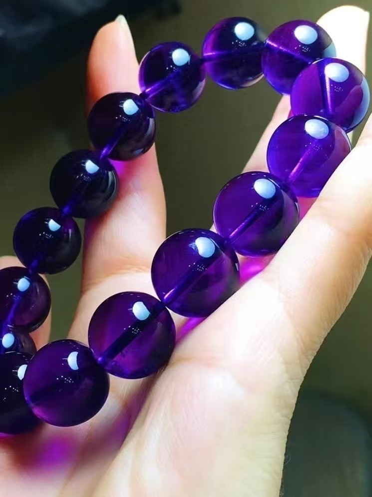 14mm Natural Amethyst Quartz Purple Uruguay Round Beads Woman Man Bracelet AAAA
