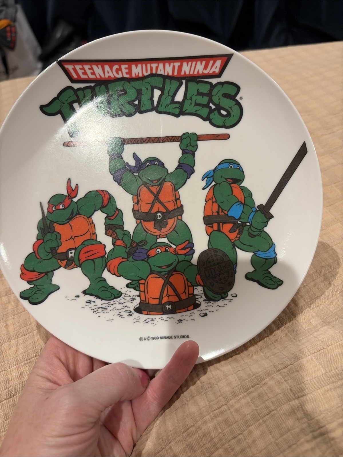 Vintage 1989 TMNT Plate Peter Pan Industries Mirage Studios Melamine 1990s Toy