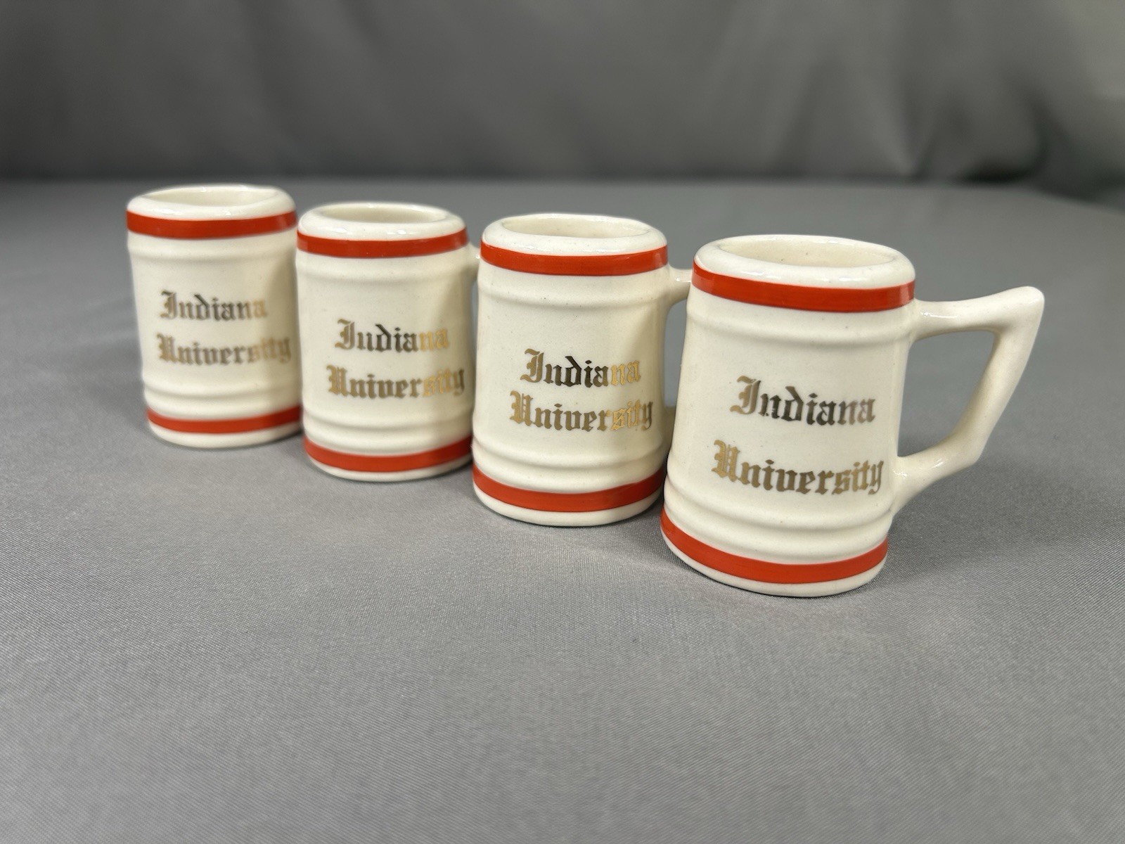 Vintage Indiana University Hoosiers Mini Beer Stein Shot Glass Set 22k Gold