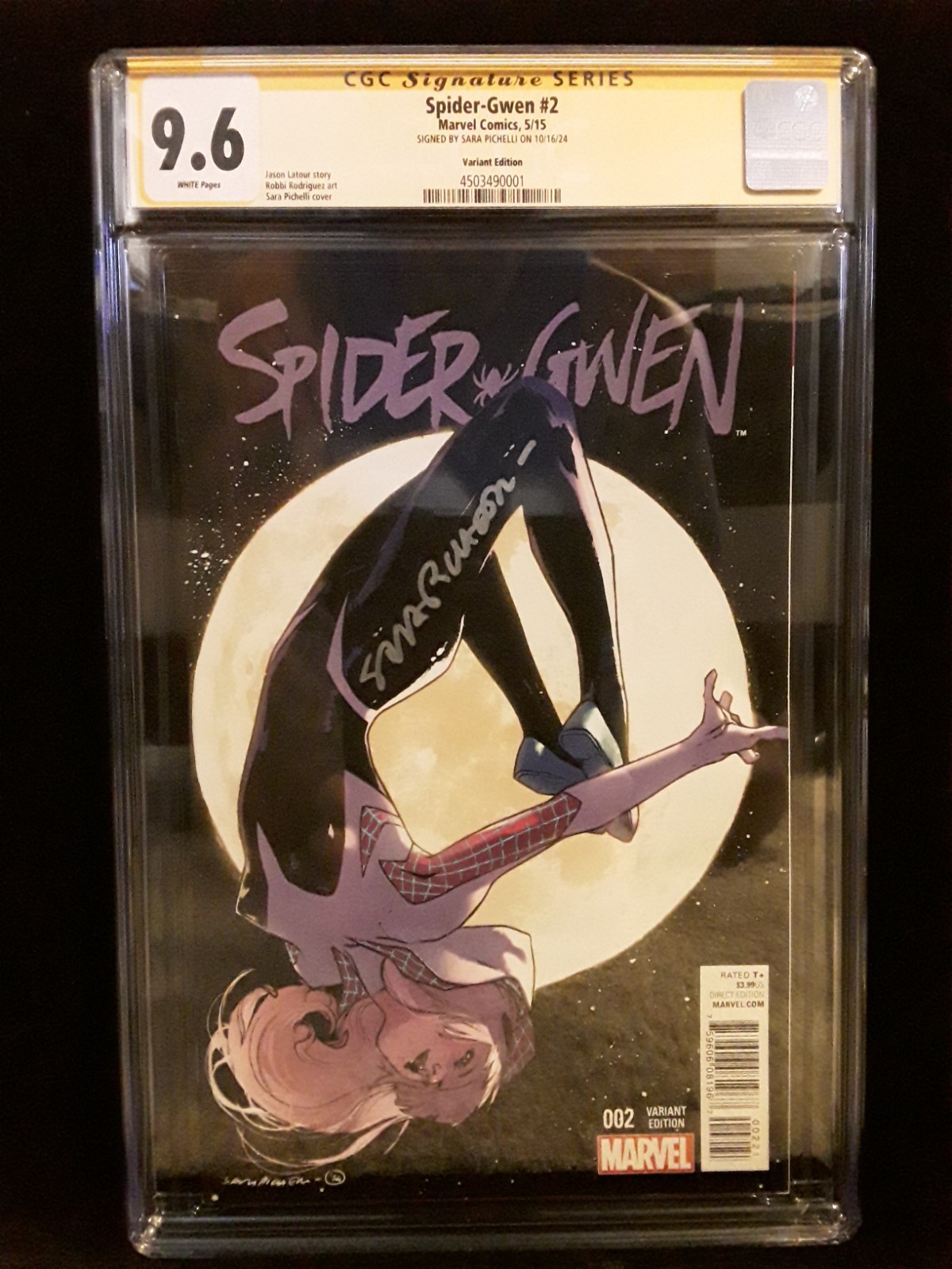 Spider Gwen #2 1:25 Pichelli Variant CCG 9.6 NM/MT SS Signed Spider-Verse 