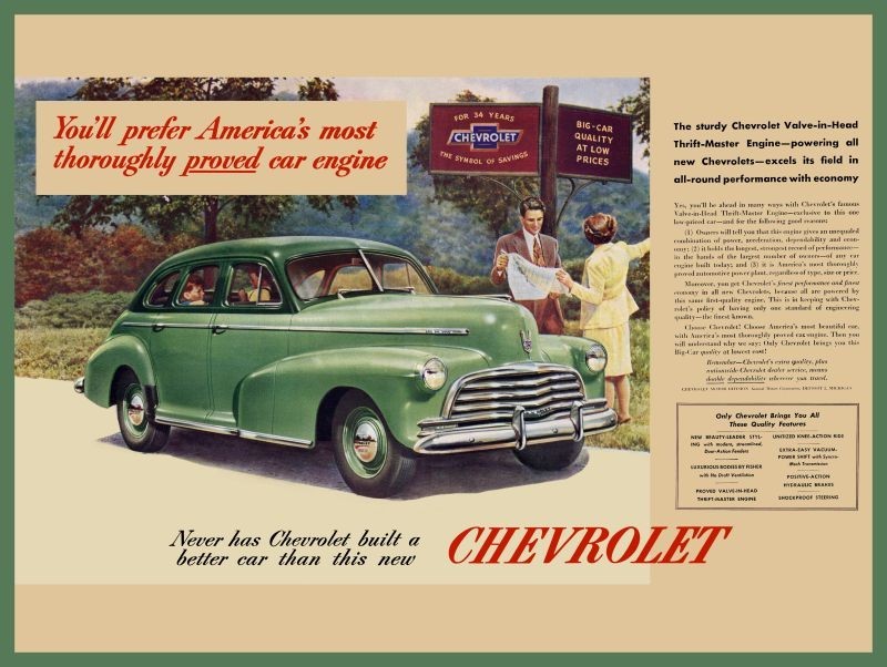 1947 Chevrolet Four Door Sedan in Green NEW METAL SIGN: 12 x 16
