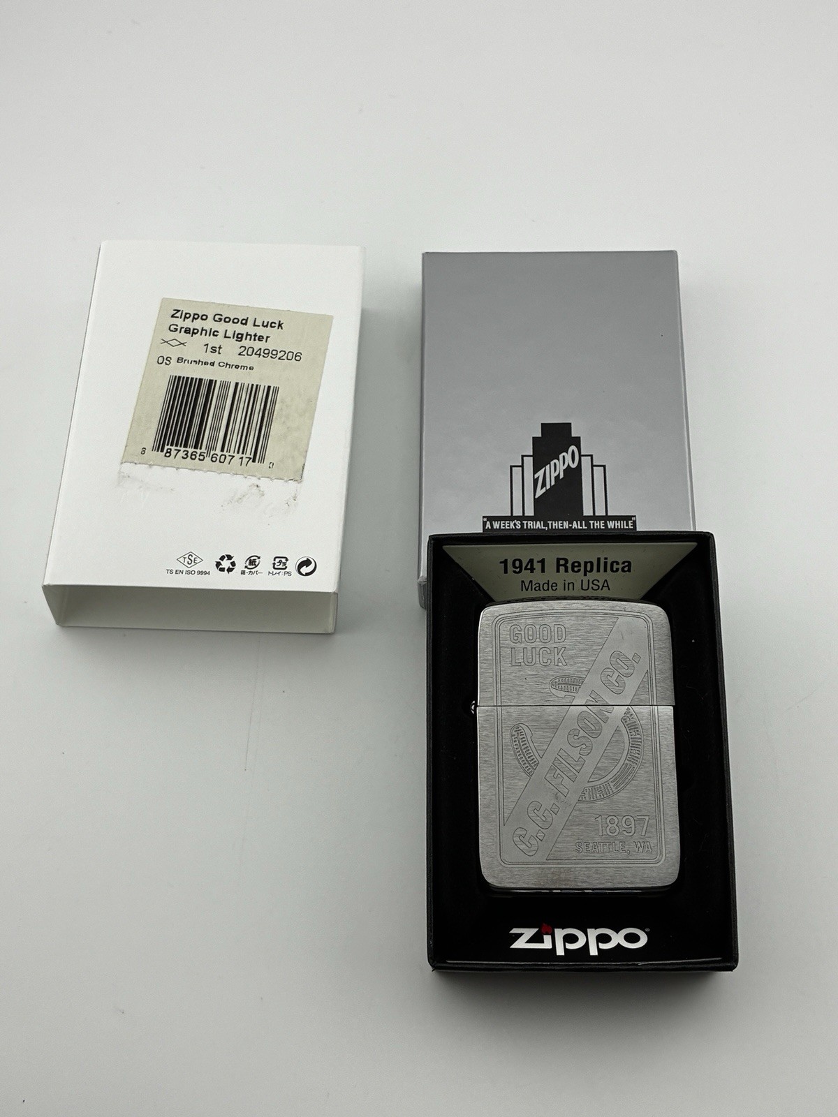 Filson X Zippo Good Luck Graphic Lighter USA Made Discontinued Rare Replica 1941