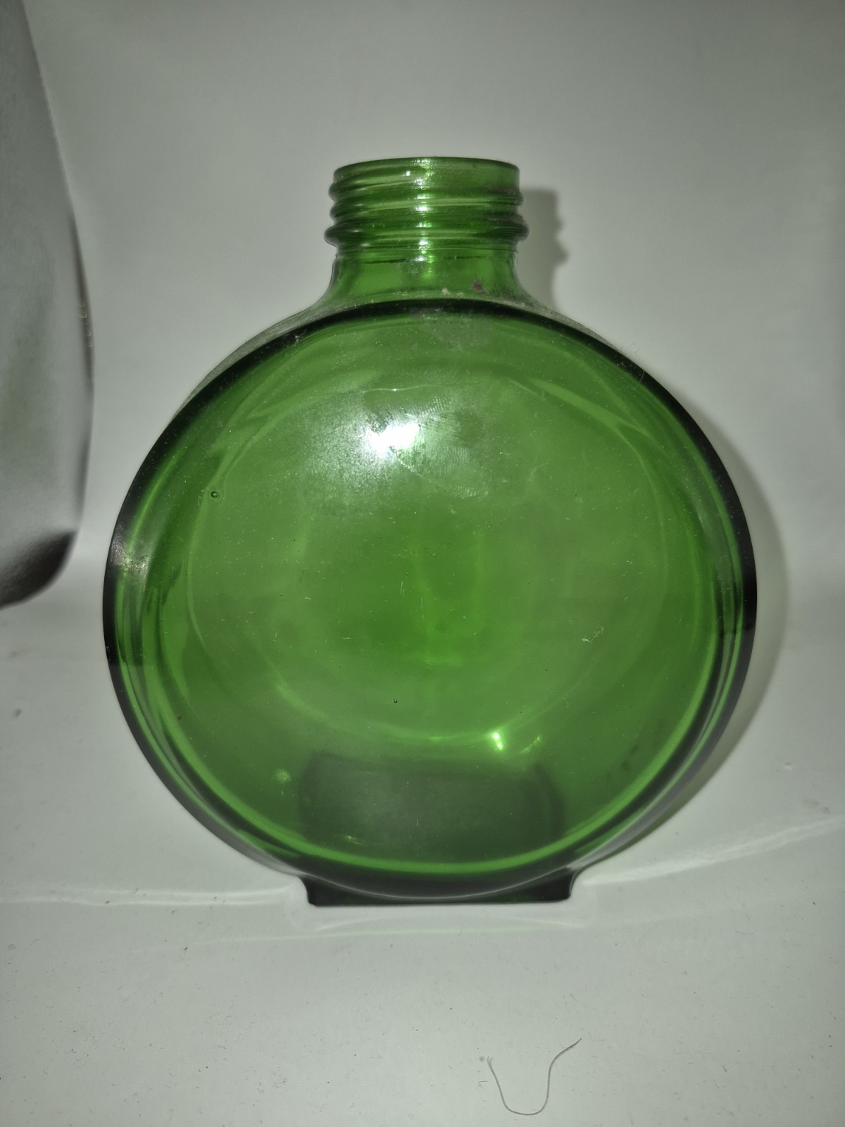 Antique 1930s Duraglas Sunsweet Emerald Green Glass Prune Juice Canteen Bottle