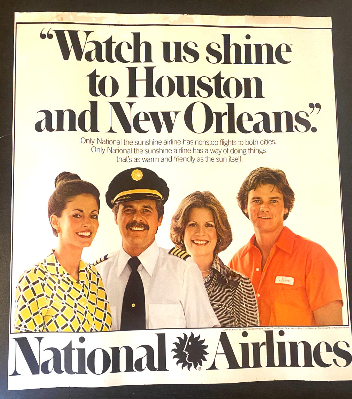 National Airlines Watch Us Shine Vintage 1970s Poster Houston New Orleans 20x24