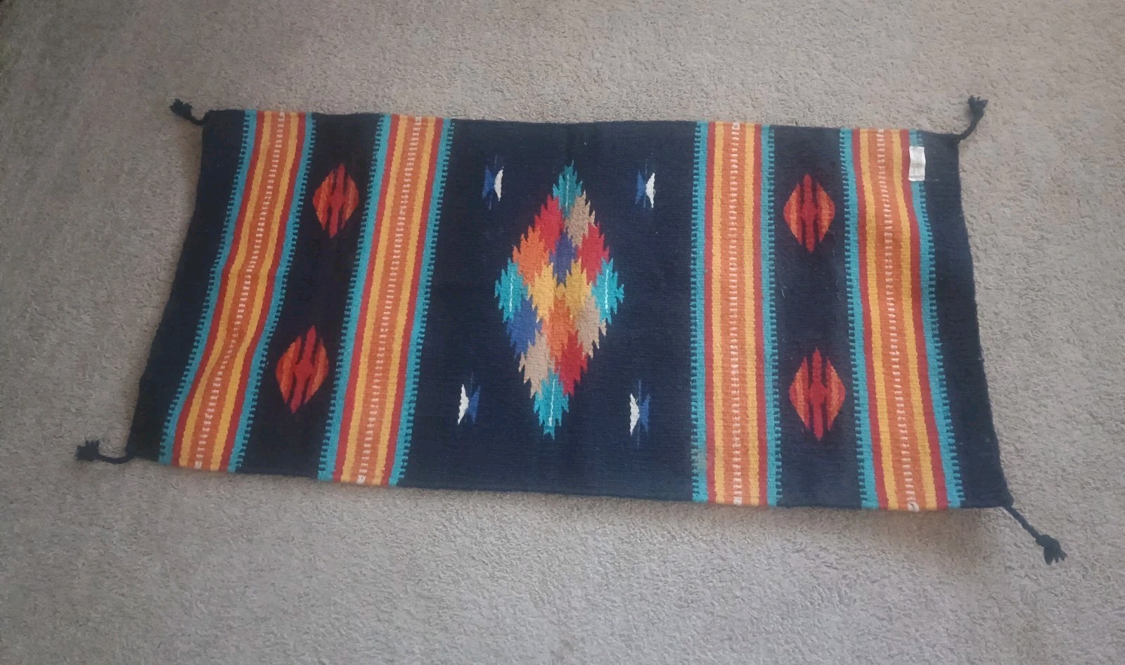 Vintage Large Southwestern Handwoven Rug Made In India Pre-owned 39\