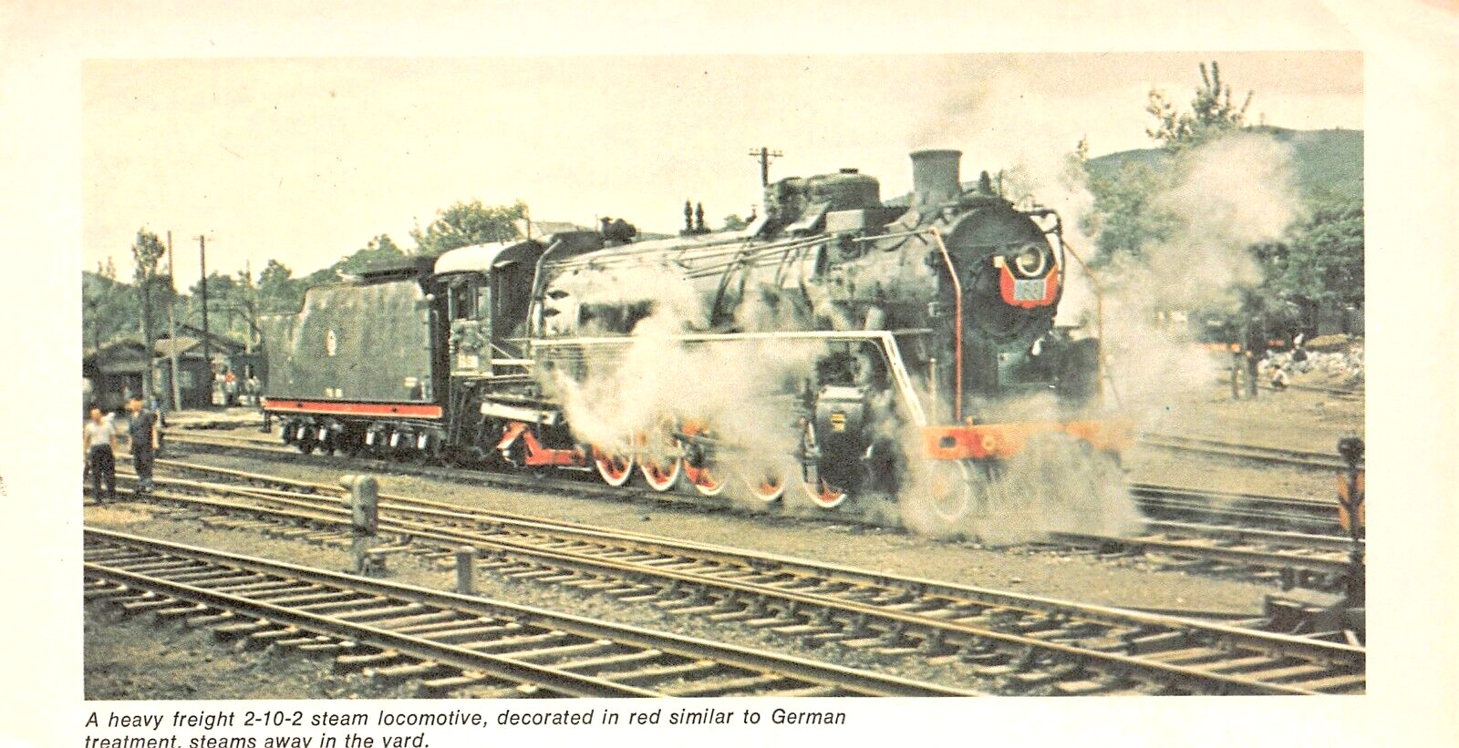 Heavy Freight 2-10-2 Steam Locomotive Steams Away In The Yard Vtg Mag Excerpt