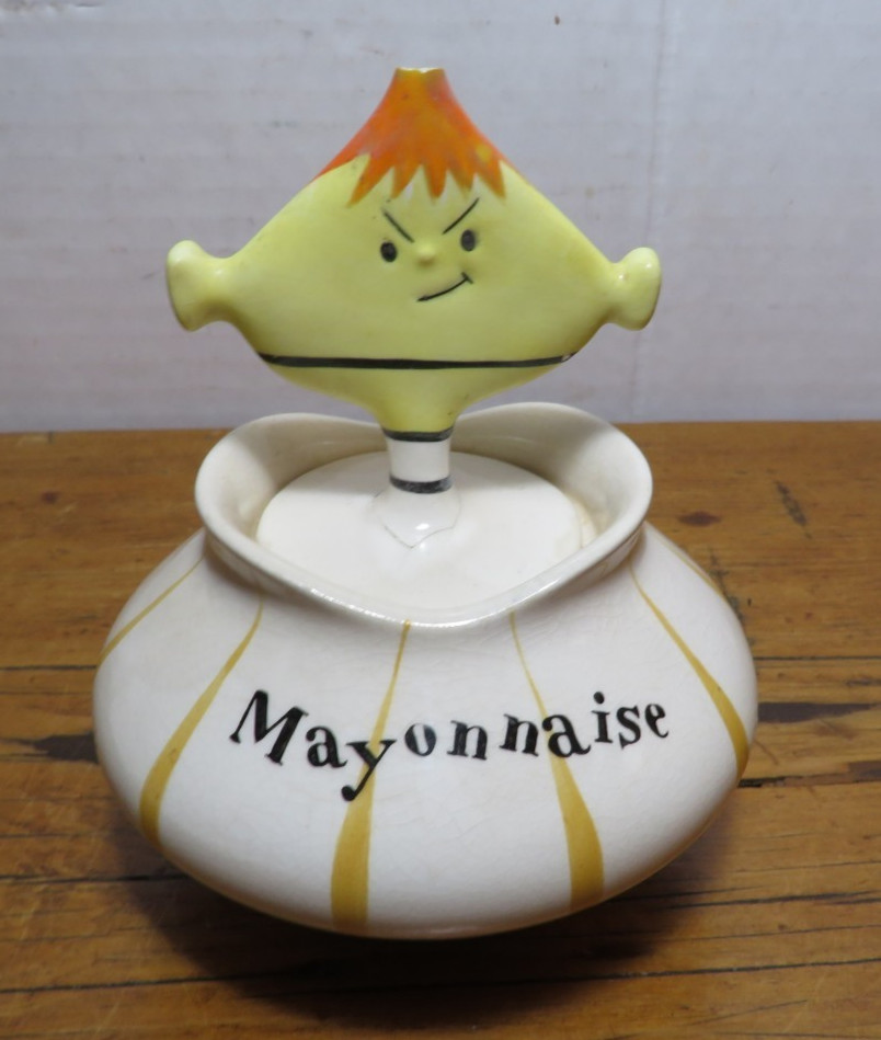 MCM Vintage Holt Howard 1959 Pixieware Condiment Jar Mayonnaise W Damaged Top
