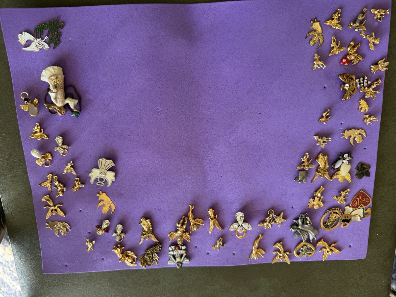 NICE COLLECTION OF OVER 40 GOLD  TONE FULL FIGURE ANGEL LAPEL PINS-SOME EXTRAS