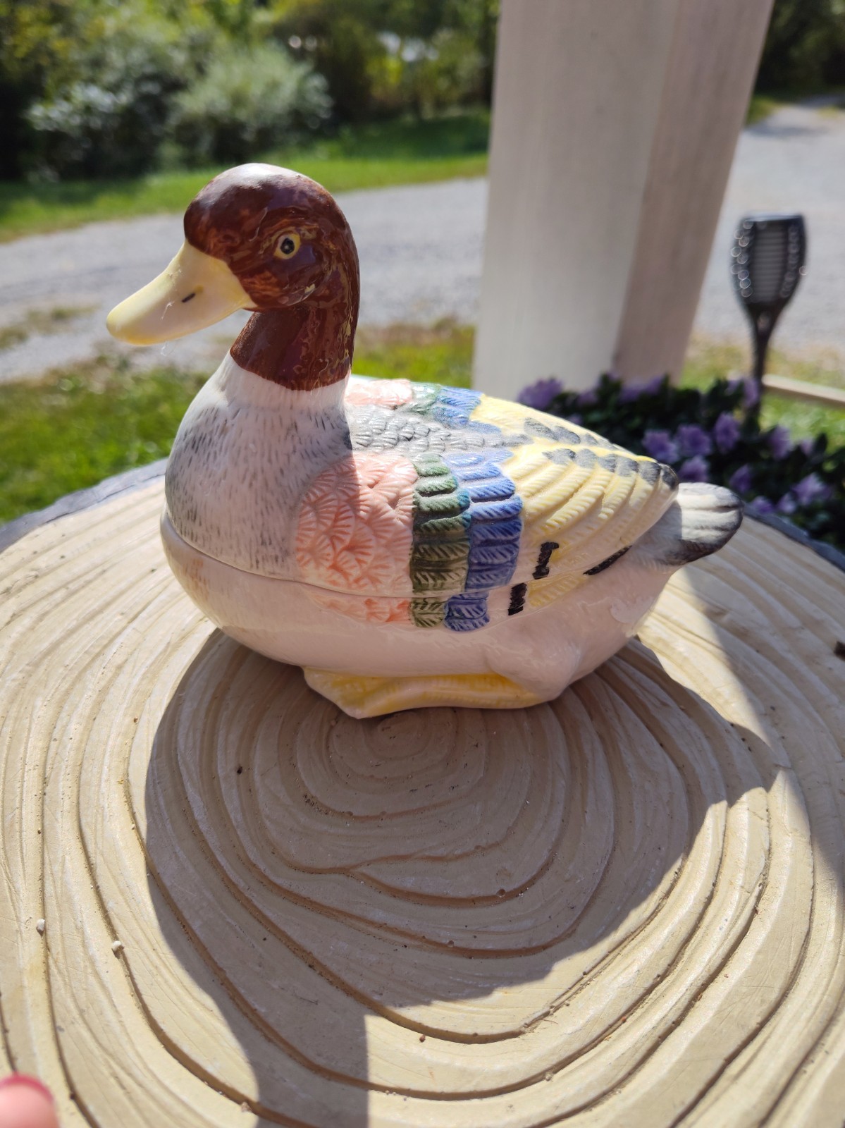 Vintage K\'s Collection Swan Duck Geese Water Bird Ceramic Trinket  Box Dish 
