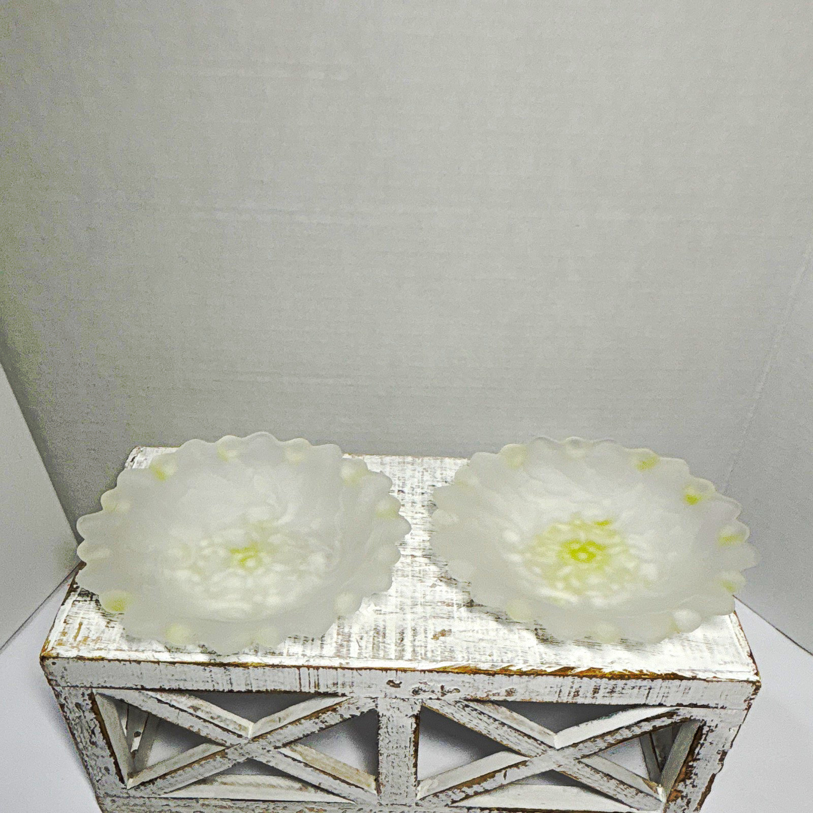 Set of 2 Vintage Indiana Glass Frosted Bowls Wild Rose Pattern