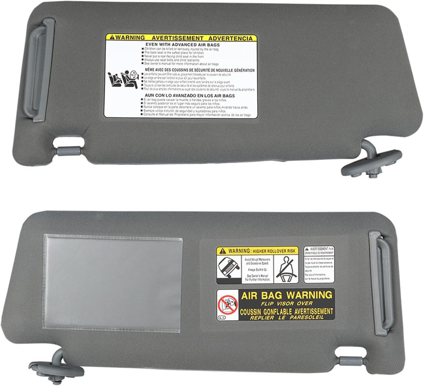 Gray Sun Visor Left and Right Replacement for Toyota Tacoma 2005-2015 Visor Set