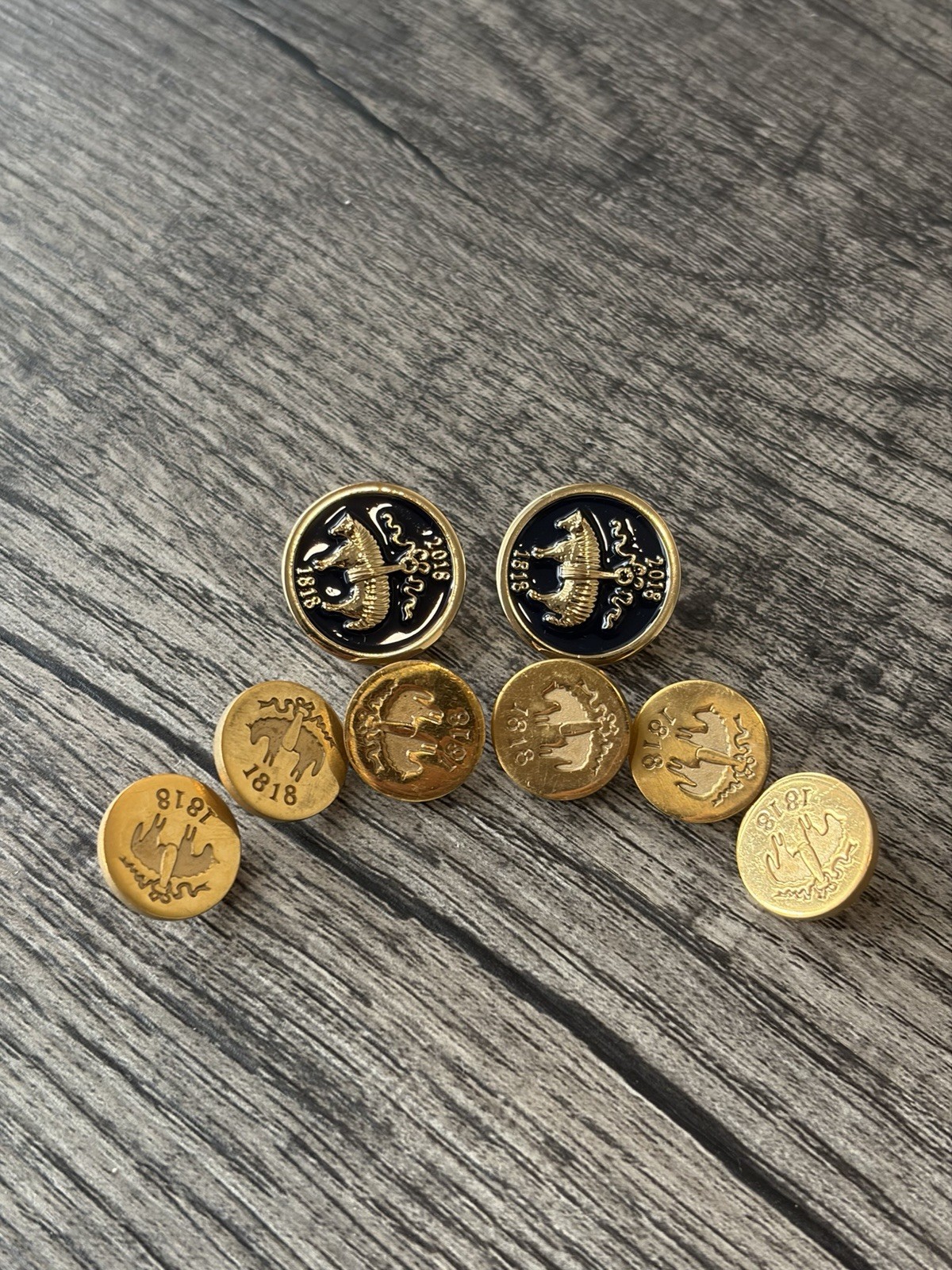 Brooks Brothers 1818 Golden Fleece Gold-Tone Button Replacement 2 FRONT 6 CUFF  
