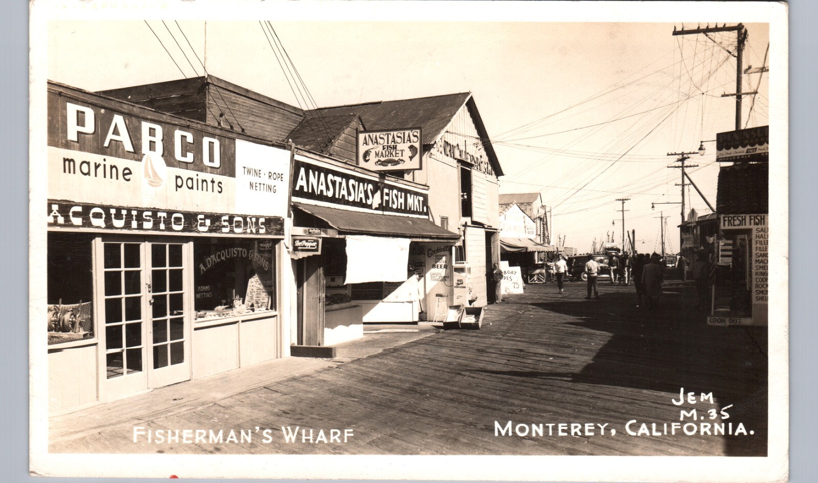 FISHERMAN'S WHARF c1950 monterey ca real photo postcard rppc california fish mkt