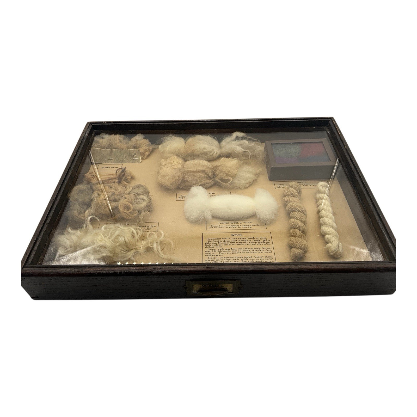 Antique Shadow Box Display Drawer Wool Product Samples Philadelphia Museum