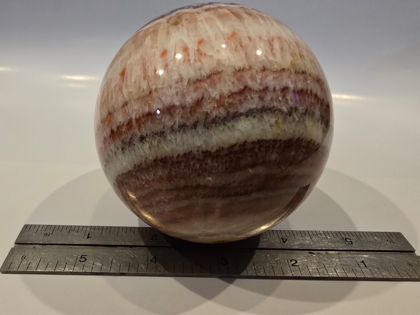 Large Red Banded Calcite Sphere Pork Stone Dali Jasper Polished Globe