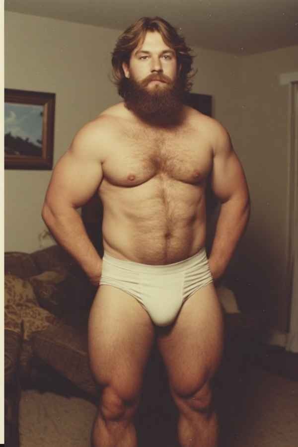 Muscle Male Beefcake Risque Bearded Portrait 4x6 Photo