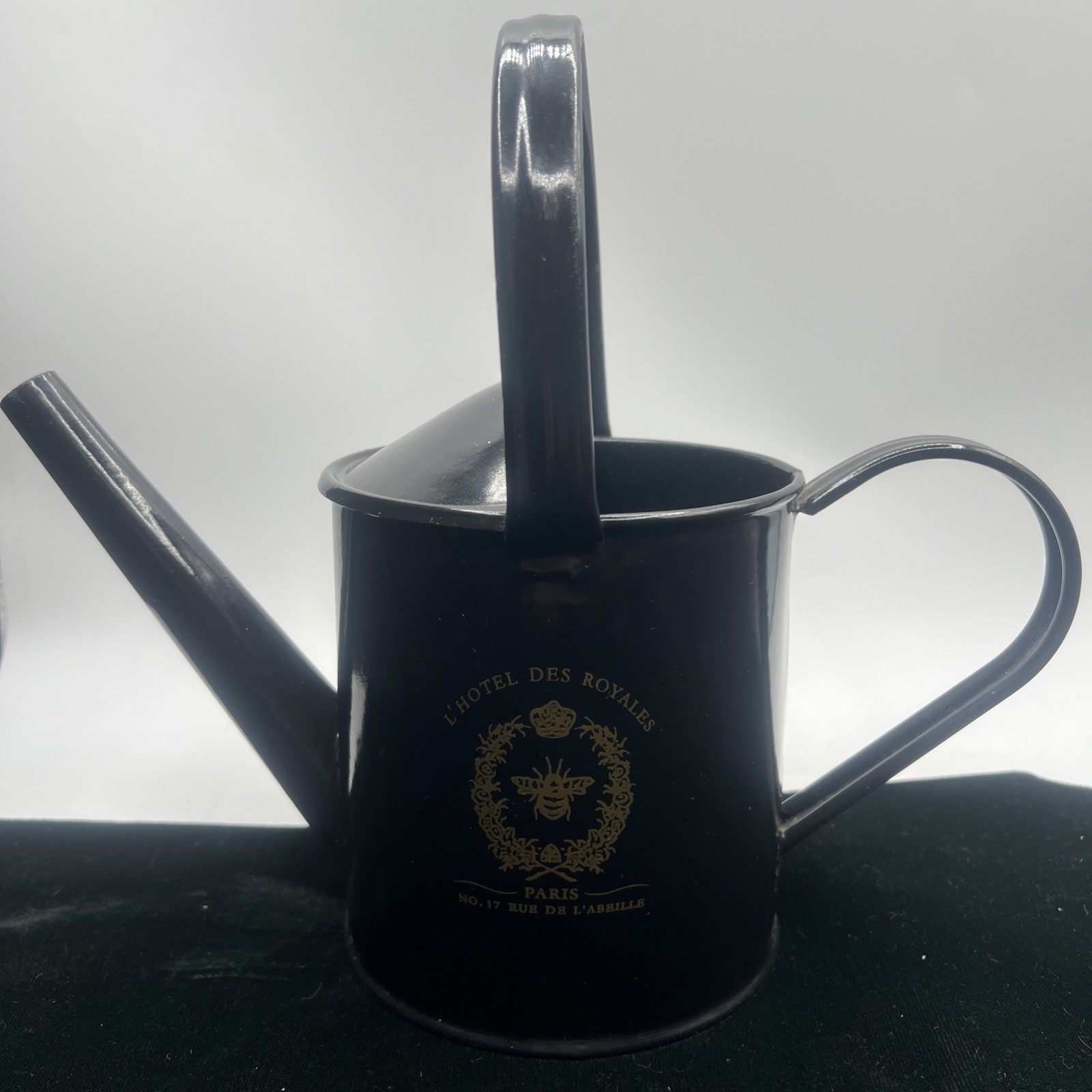 L\' Hotel Des Royales Paris France Bumblebee Enameled Watering Can Vintage No 17
