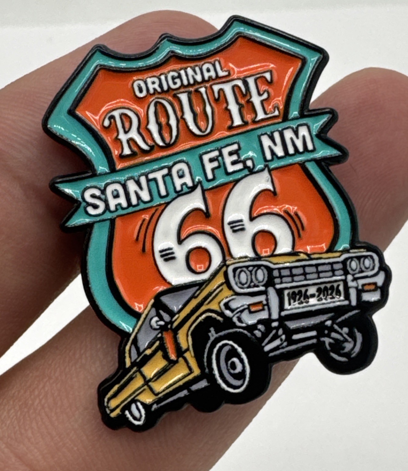 Route 66 Lowrider Santa Fe New Mexico Enamel Pin