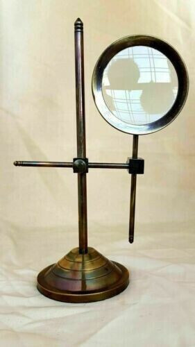 Solid Brass Magnifying Glass Vintage Adjustable Stand Magnifier Desktop Gifts