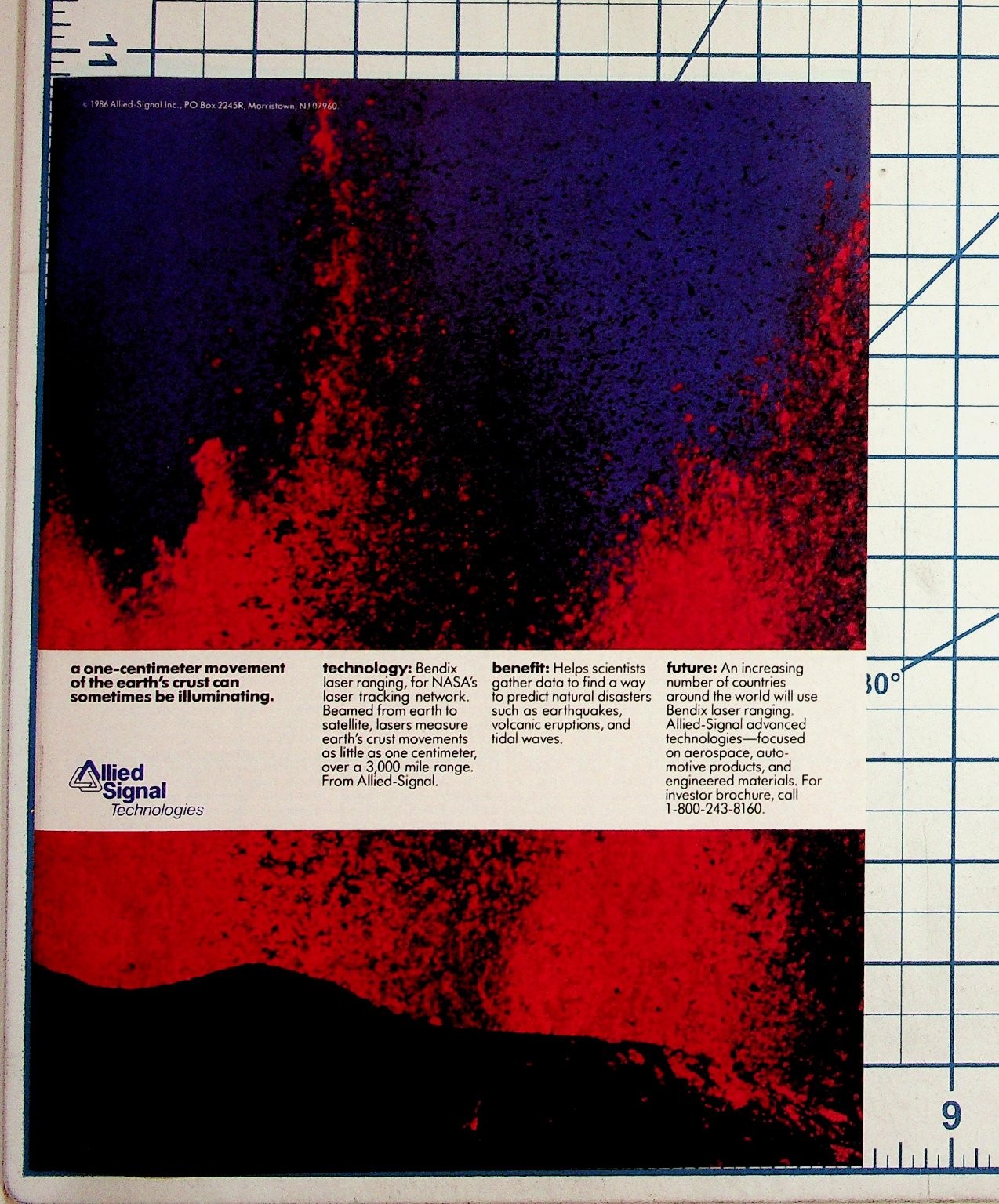 1986 Allied-Signal Technologies Bendix Laser Ranging Earth Crust Movement Ad