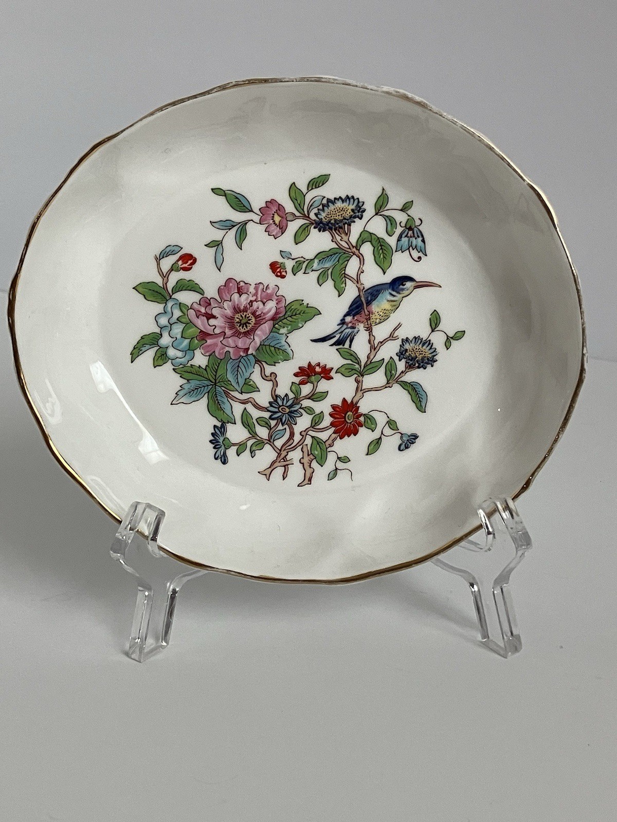 Scarce Aynsley Pembroke Open Candy Dish Outer Shells Oval Floral Bird Embossed