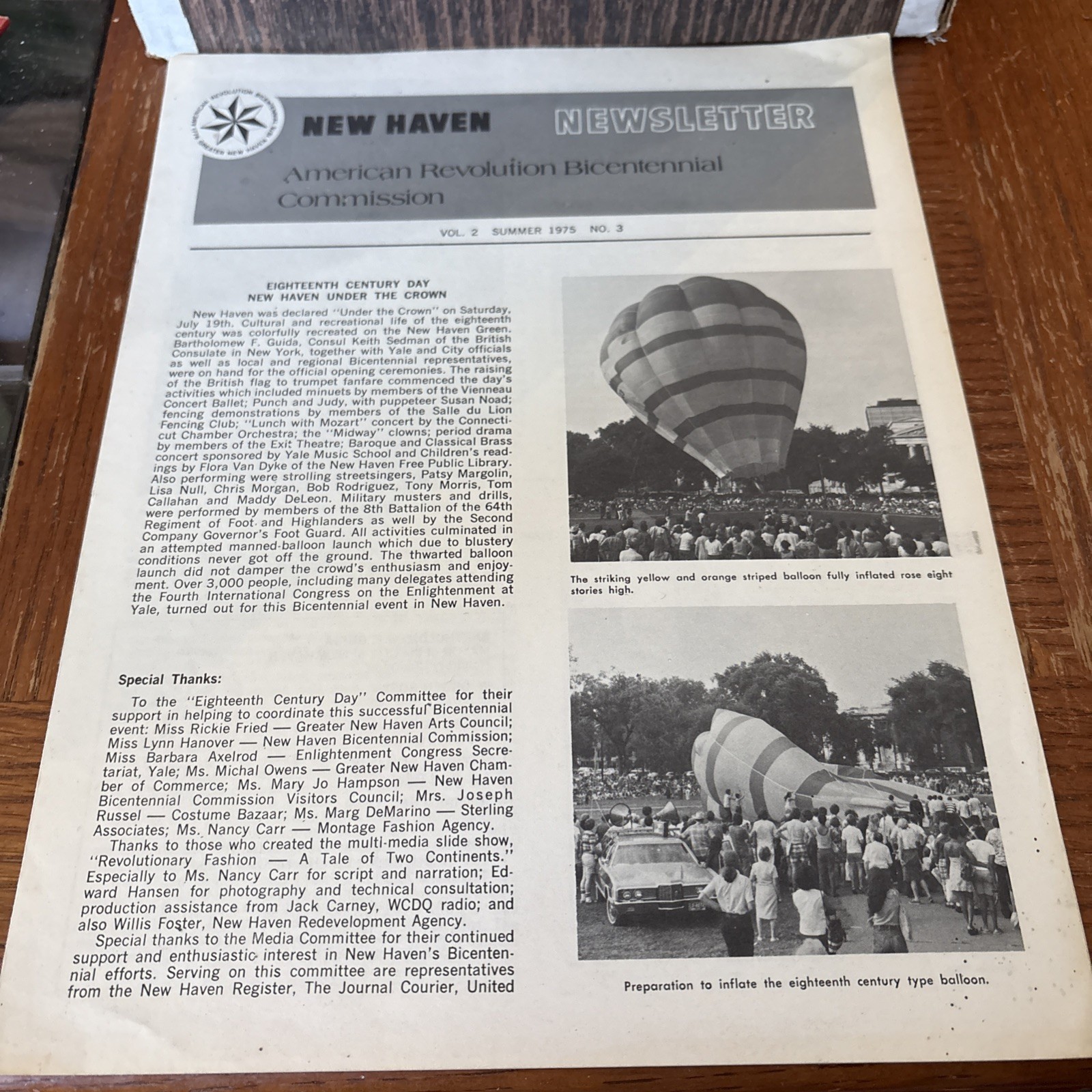 1975 New Haven American Revolution Bicentennial Commission Newsletter CT History