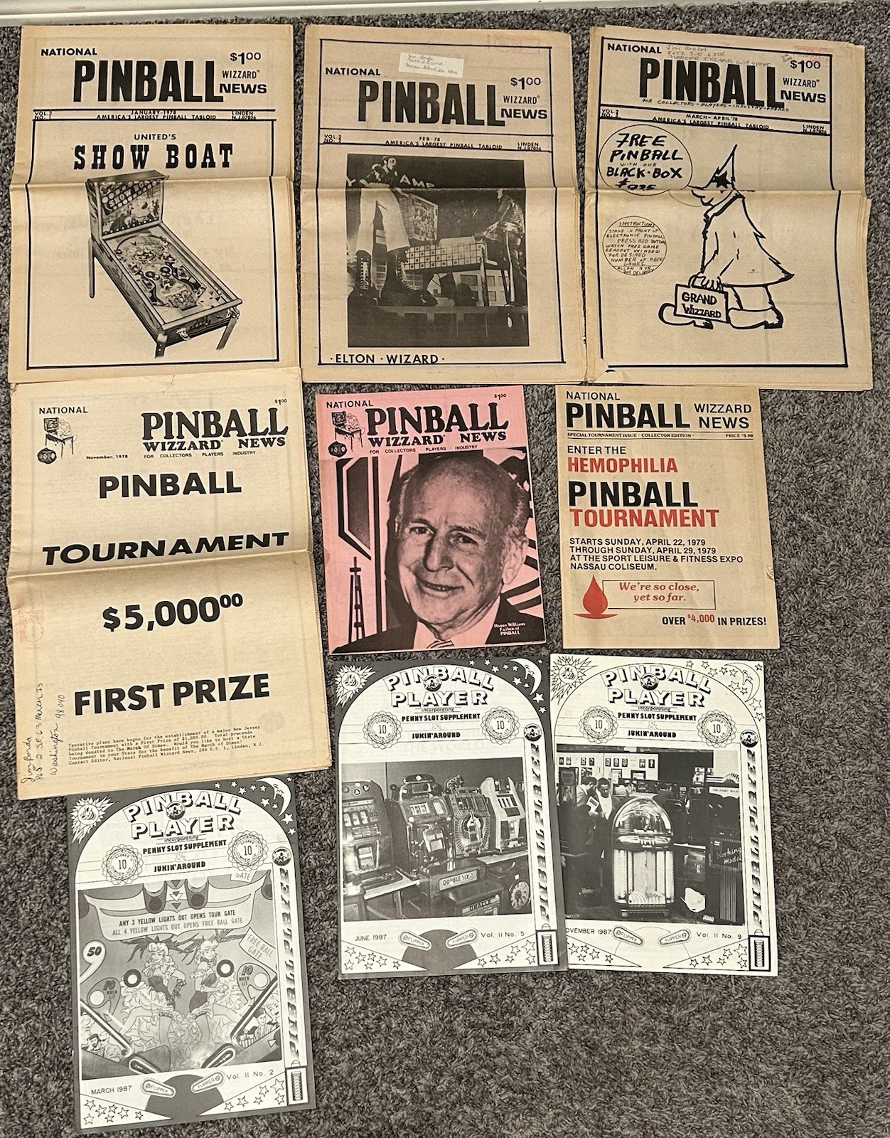 Vintage 1970\'s-1980\'s National Pinball Wizard News Newspaper Paperback Lot Of 9