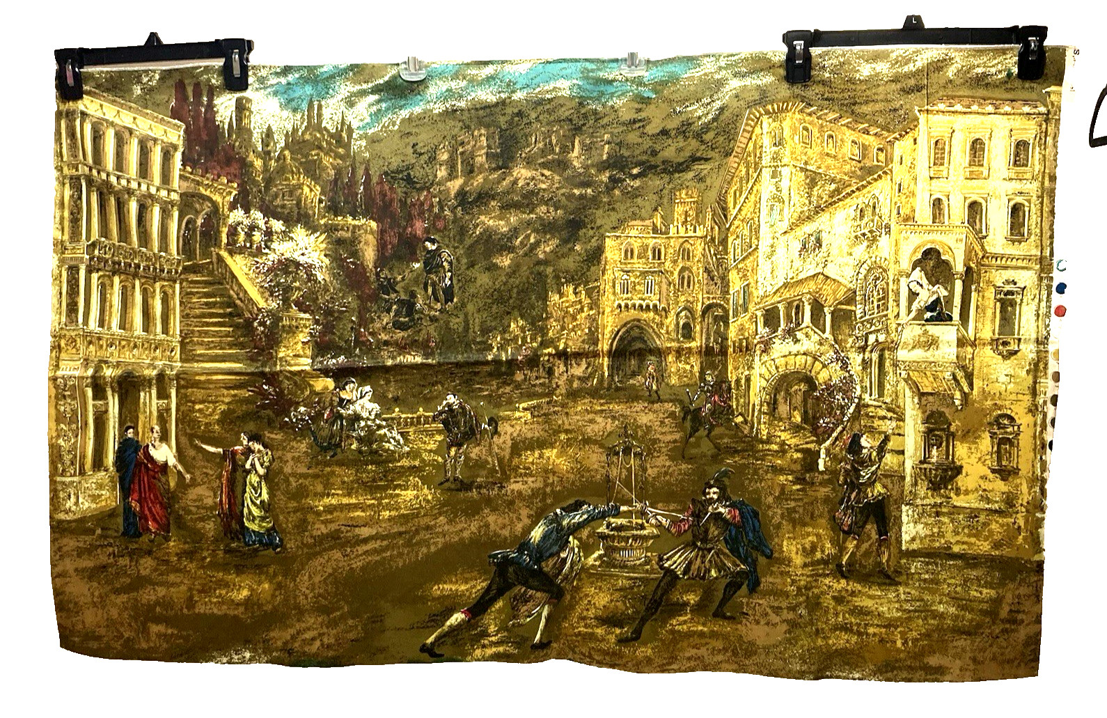 VTG  1960's TIBOR REICH Fabric Panel Print Stratford upon Avon Shakespeare Orig