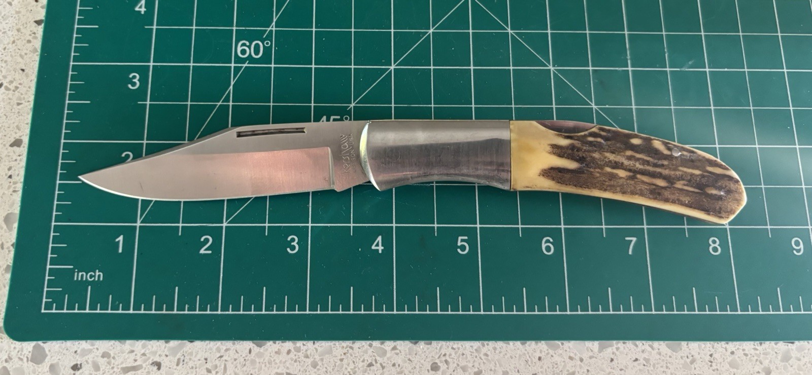 KERSHAW 4225 JAPAN - Large Stag Handled Lockback Knife VINTAGE