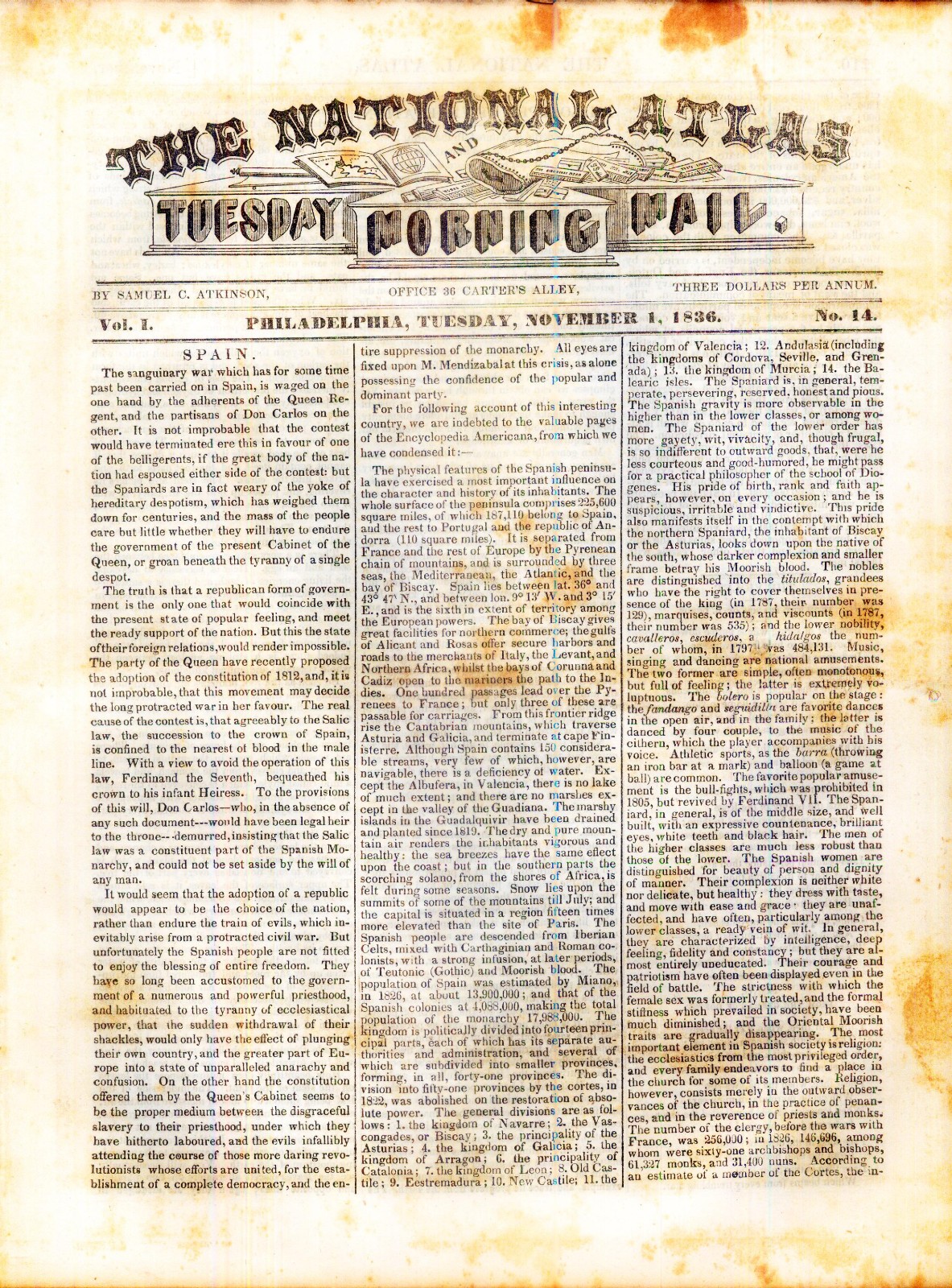 Newspaper Republic of Texas President David G. Burnet Yellowstone Fur Trade 1836
