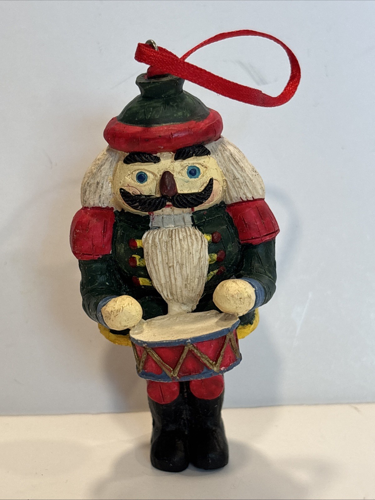 Vintage Resin Nutcracker Drummer Christmas Ornament 4.5”
