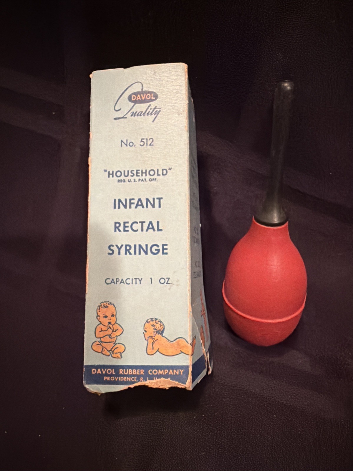 Vintage Davol Rubber Co No 512 Infant Rectal Syrings Original Box
