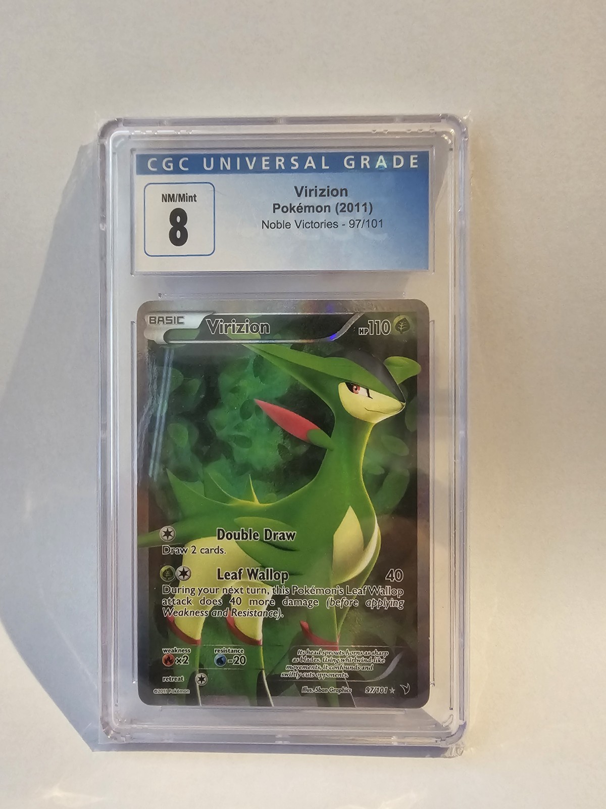 Pokemon Virizion Full Art Card 97/101 Noble Victories Series CGC 8