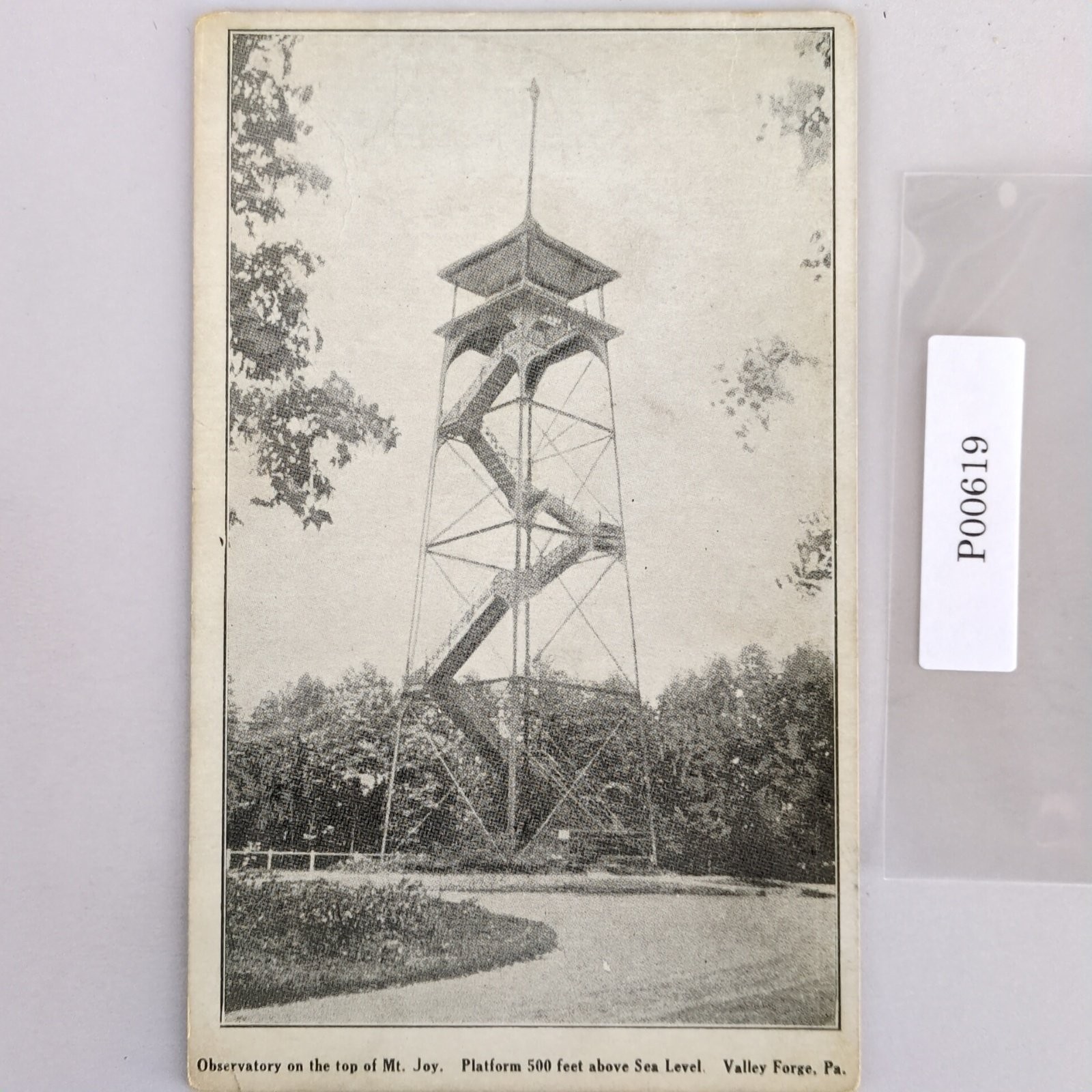 Observatory Mt Joy Valley Forge Park Pennsylvania 1910s B&W Litho Postcard PA PC