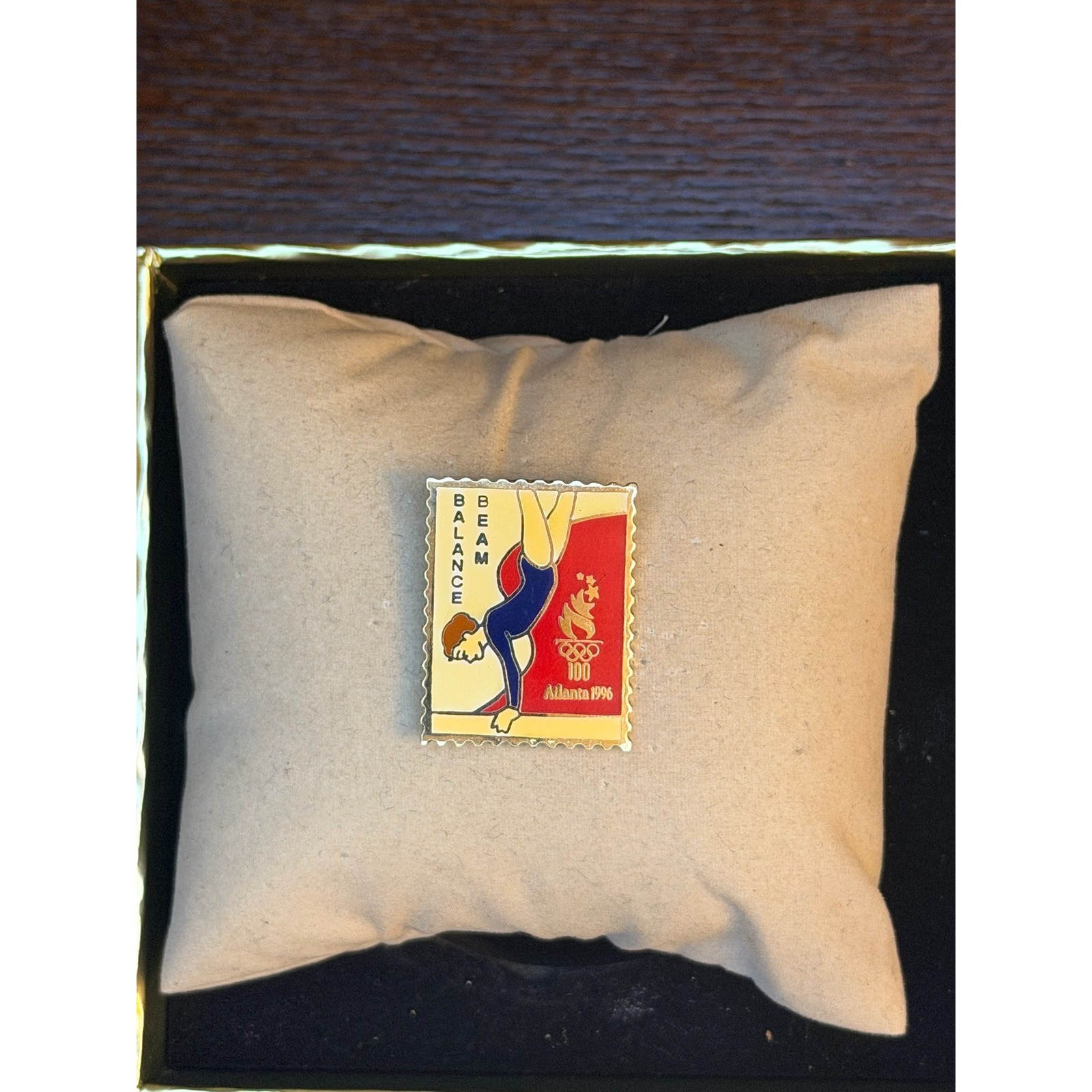 Vintage 1996 Atlanta Olympic Games Balance Beam Gymnastics Enamel Pin Stamp